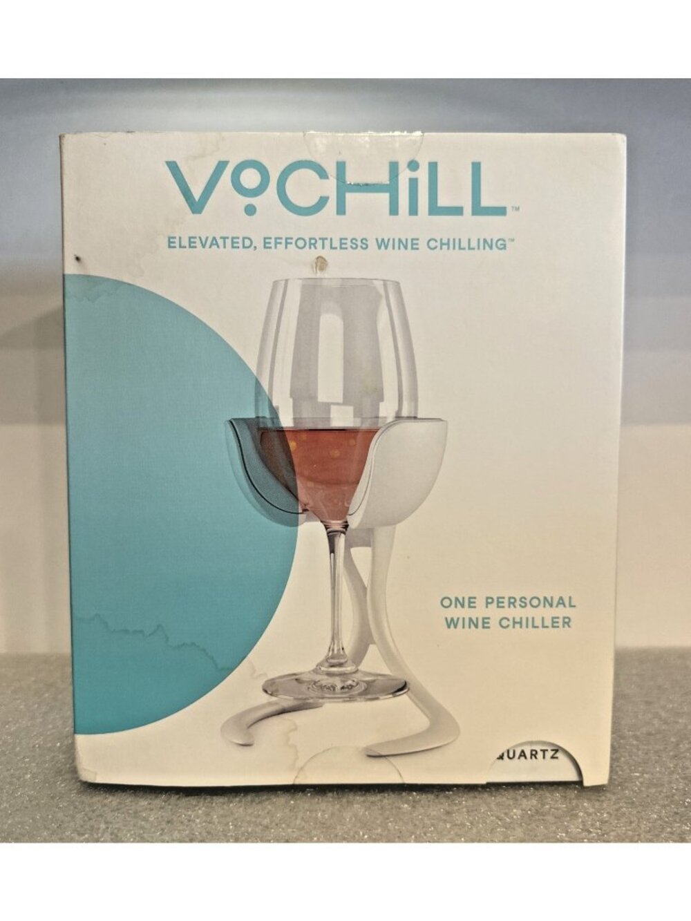 VoCHILL Elevated Effortless Wine Chilling One Personal Wine Chiller Quartz - NEW